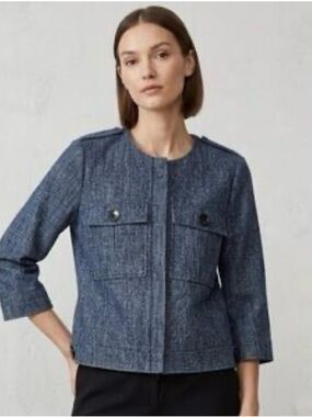 Cropped Denim Boxy Jean Jacket  sz 16 - Blue